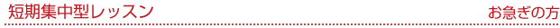 短期集中型レッスン　お急ぎの方